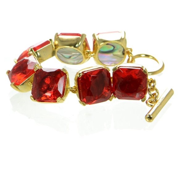 Oscar de la Renta Mother of Pearl & Crystal Toggle Bracelet